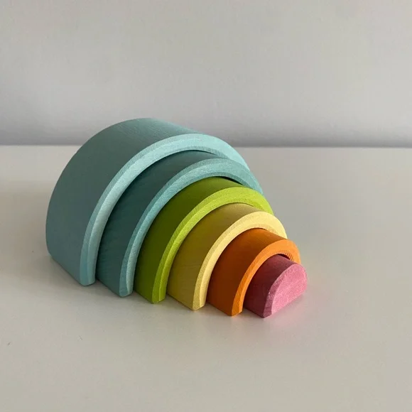 Grimms Wooden Montessori Small Pastel Rainbow - Picture 2 of 3
